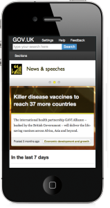 beta of GOV.UK on a phone